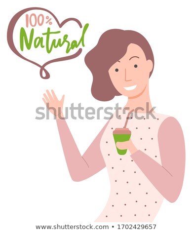 Foto d'archivio: 100 One Hundred Percent Natural Woman With Drink