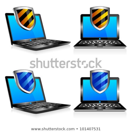 [[stock_photo]]: Shield Antivirus Laptop 3d And 2d