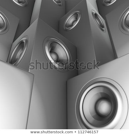 Foto stock: 3d Render Of Silver Chrome Sound System Deejay Dj Set