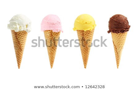 Foto stock: Assorted Ice Cream In Sugar Cones Isolated