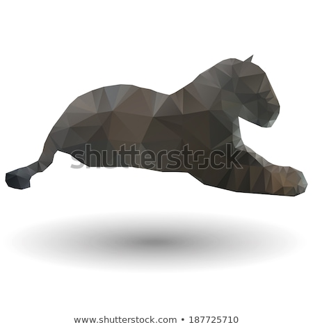 Foto stock: Abstract Illustration Of Jaguar In Origami Style On White Background