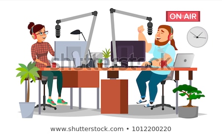 Stock photo: Radio Presenter In Radio Station On Air