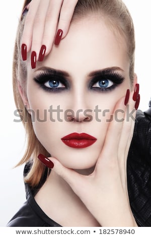 Zdjęcia stock: Beautiful Girl With Smoky Eyes And Red Lips