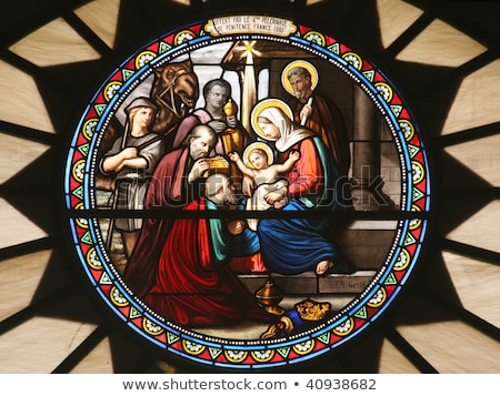 Сток-фото: Nativity Stained Glass Saint Catherine Church Nativity Church Be