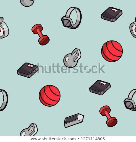 Stockfoto: Fitness Color Outline Isometric Pattern