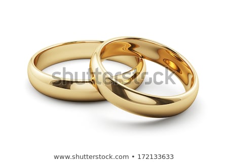 ストックフォト: Two Gold Engagement Rings Isolated On White Background