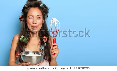 Stock fotó: Woman Wearing Hair Curlers