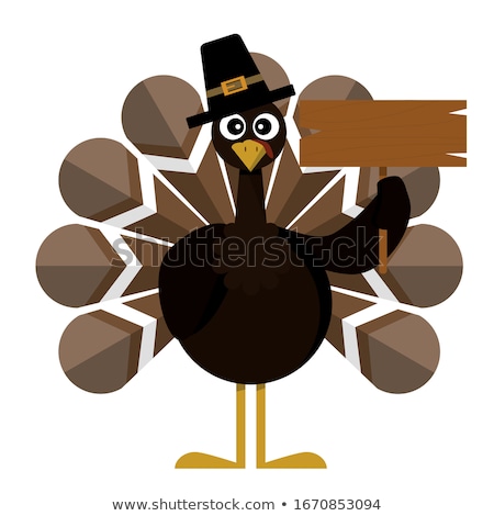 Stock foto: Happy Thanksgiving Holiday Turkey Holding Sign Cartoon Vector Il