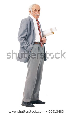 Stock photo: Portrait Of An Elder Artist With Paper Rolls