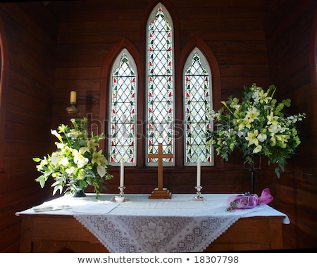 Stock photo: Stained Glass Showing Jesus Praying