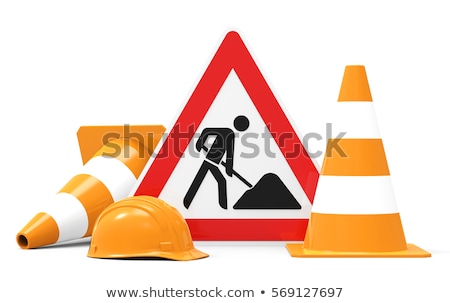 Foto d'archivio: 3d Worker And Traffic Cones