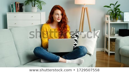 Stock fotó: Woman Using Laptop For Education