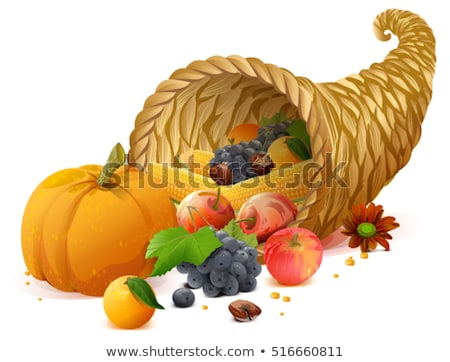 Foto stock: Cornucopia Rich Harvest On Day Of Thanksgiving