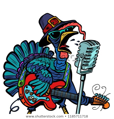 Thanksgiving Turkey Character Singer Holiday Party Stok fotoğraf © rogistok