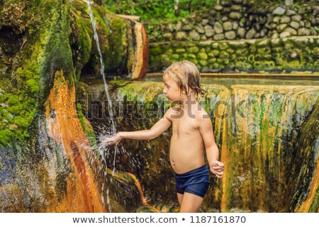 Stock fotó: Boy Tourist In Belulang Hot Springs In Bali Village Mengesta Penebel District Tabanan Regency Tra