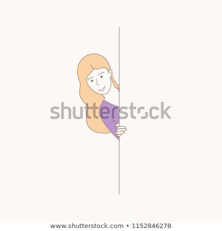 Foto stock: Business Woman Hiding Behind Wall