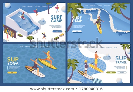 Foto stock: Surfing School Concept Landing Page