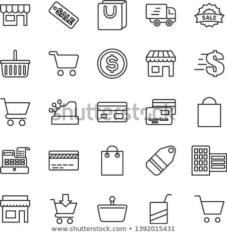Stock foto: Putting Money Cash On Card Vector Thin Line Icon