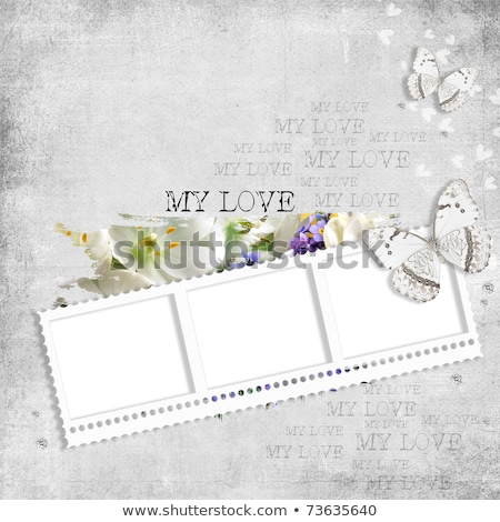 Stok fotoğraf: Old Papers And Grunge Filmstrip With Beautiful Roses