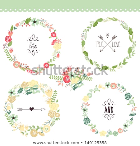 Stockfoto: Cute Retro Flowers Arranged In A Shape Of The Wreath