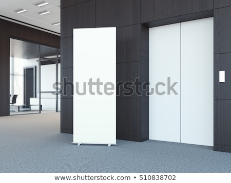 Stock photo: Blank Roll Up Bunner In The Office Lobby 3d Rendering