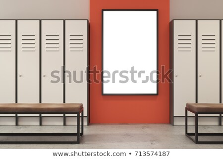 Stock fotó: Blank Poster On A Bench In Locker Room 3d Rendering