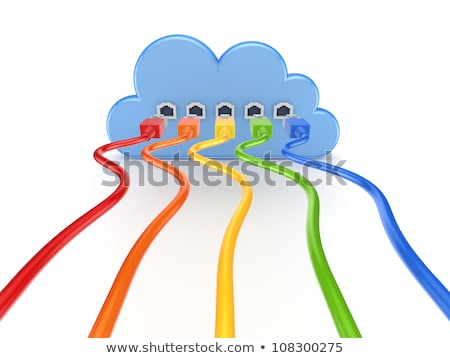 ストックフォト: Blue Patch Cable Connecting With Cloud 3d Rendering
