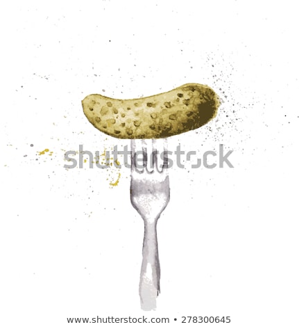 Stock photo: Fork With Pickled Cucumber Vector Illustration