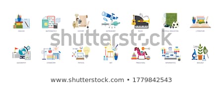 Stockfoto: Chemistry Lessons In School Biology Subject Set