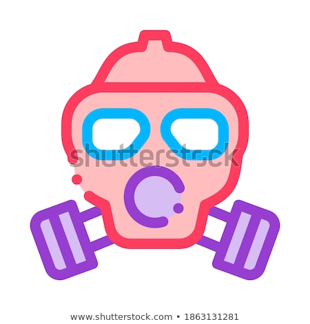 Stock foto: Safe Life Gaz Dirty Air Mask Vector Thin Line Icon