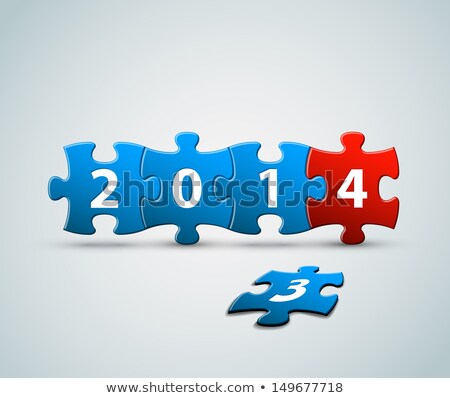 Foto stock: New Year 2014 Card Made From Puzzle Pieces