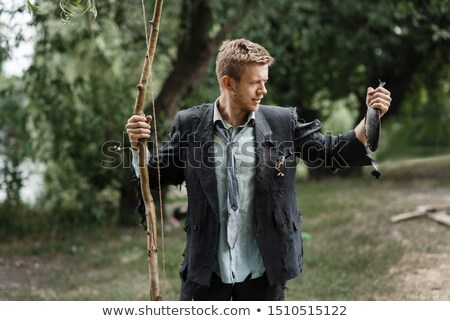 Foto stock: A Man Lost On One Island