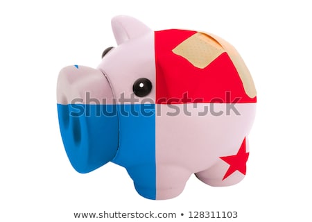 Closed Piggy Rich Bank With Bandage In Colors National Flag Of E [[stock_photo]] © vepar5