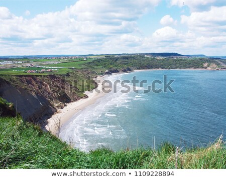 Сток-фото: Beach With Rocks In The Sand At Cayton Bay Uk