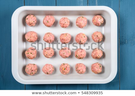 Stockfoto: Rows Of Raw Meatballs