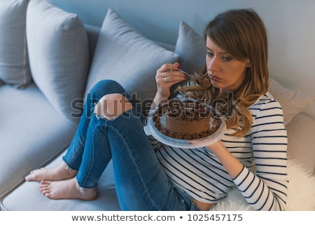 Stockfoto: Vergewicht · Vrouw · Bijt · Taart