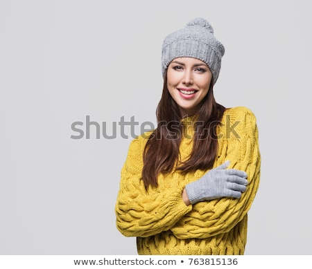 Stock fotó: Woman In Warm Clothing Isolated On White