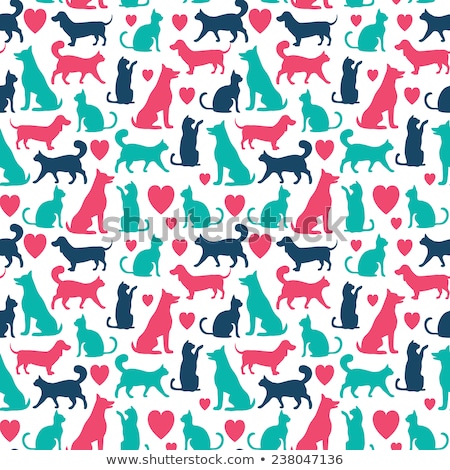 Foto stock: Seamless Background With Colorful Cats And Dogs Silhouettes