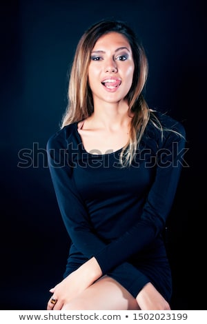 Foto stock: Young Blond Real Woman Emotional In Depression Dark Indoor