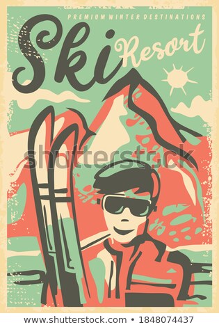 [[stock_photo]]: Winter Card Template With Skier