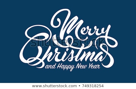 Foto stock: Marry Christmas And Happy New Year Poster On Red Background Vector Illustration