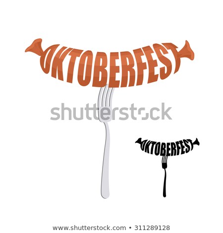 [[stock_photo]]: Oktoberfest Text In Form Of Sausages On A Fork Vector Emblem F