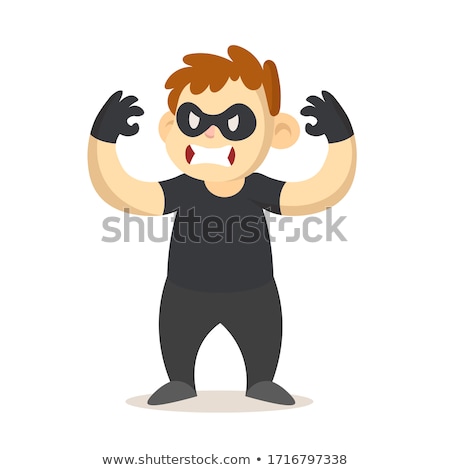 Zdjęcia stock: Angry Cartoon Boy Burglar