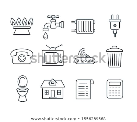 Foto d'archivio: Household Services Utility Payment Bill Line Icons