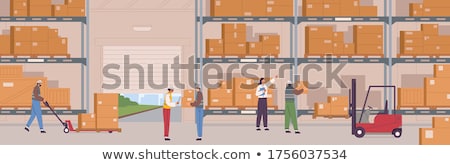 ストックフォト: Man Surrounded By Cardboard Boxes