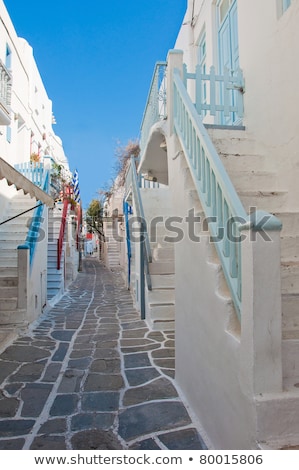 Stock fotó: Classical Greek Architecture Of The Streets In Oia