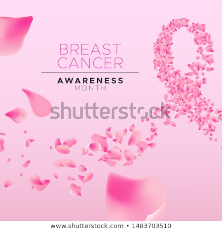 Zdjęcia stock: Woman With Breast Cancer Awareness Ribbon And Flower