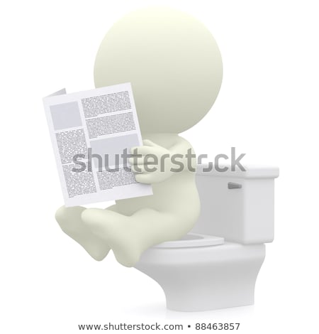 Foto stock: Omem · sentado · no · vaso · sanitário, · imagem · 3d · isolada