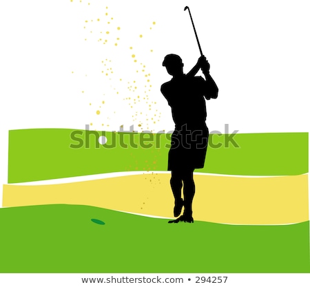 ストックフォト: Golfer Hitting Ball With Iron Club Vector Illustration