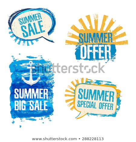 Stock fotó: Summer Offer And Sale With Sun Sign Drawn Banners
